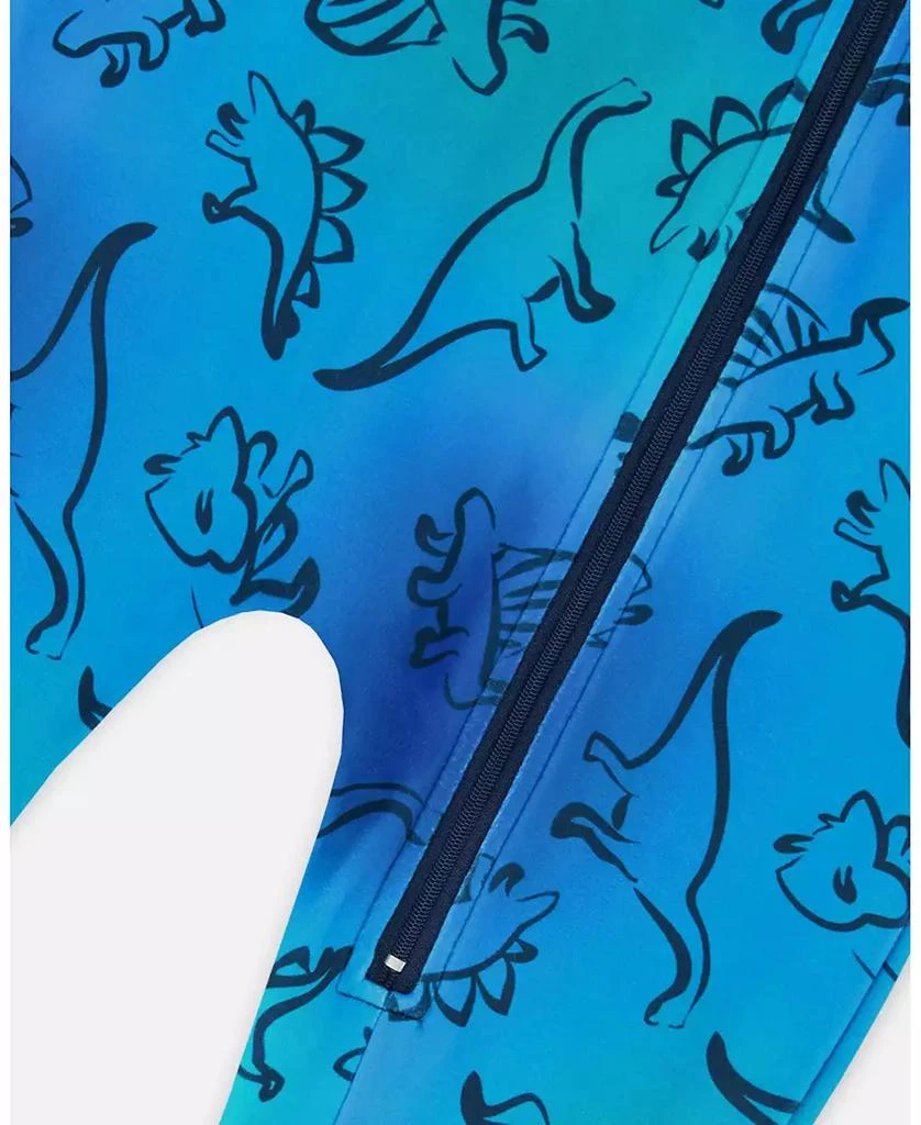 Deux par Deux Toddler Boys One-Piece Thermal Underwear Blue Gradient Dinosaur Print - Toddler|Child 4