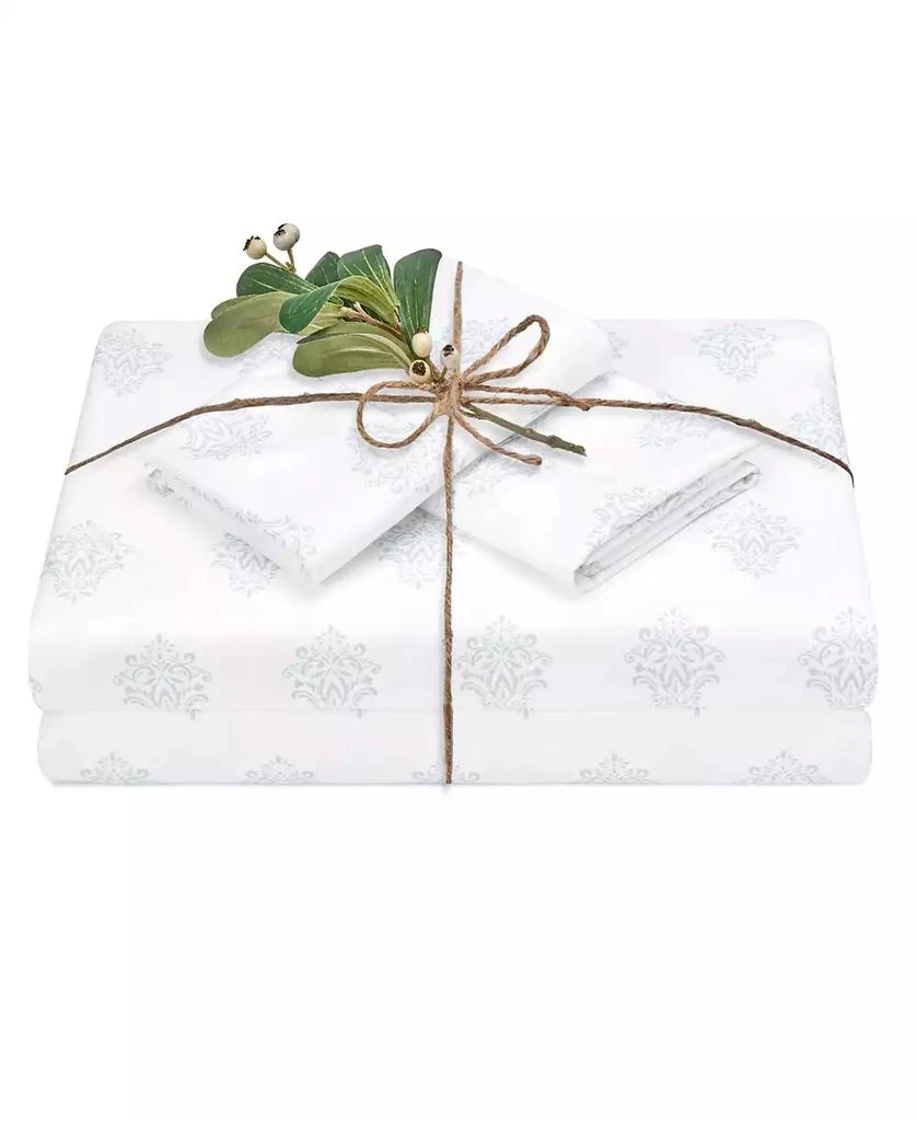 Chanasya Premium Ceramic Leaves Botanical Print Ultra Soft Microfiber 4-Pc. Sheet Set 2