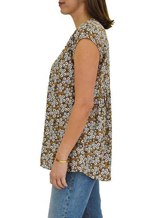 DR2 by Daniel Rainn By Daniel Rainn Floral Cap Sleeve Tunic Top 2