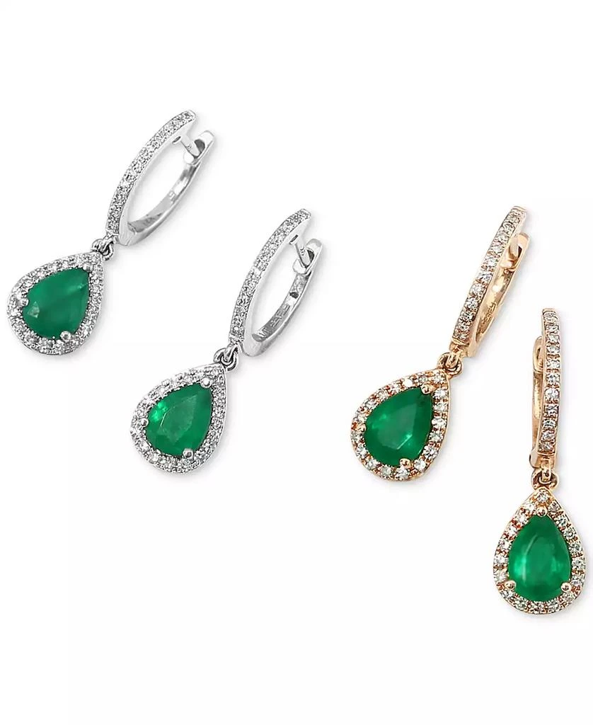 Effy EFFY® Emerald (1-1/8 ct. t.w.) and Diamond (1/4 ct. t.w.) Drop Earrings in 14k White Gold, Created for Macy
s 3