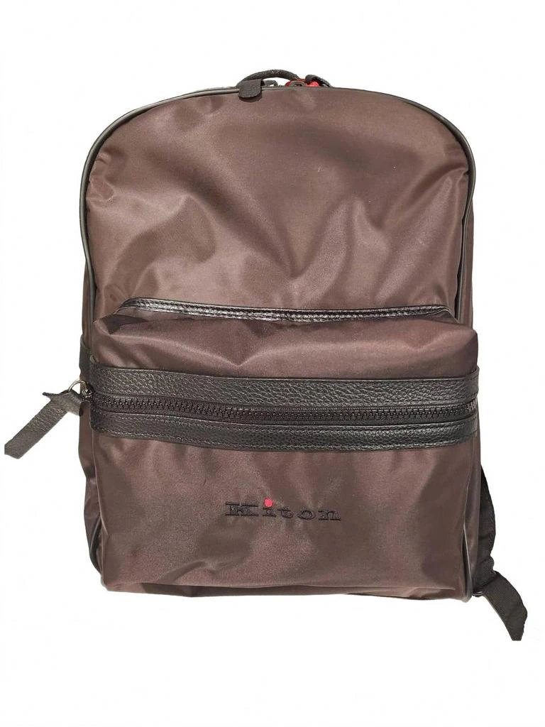 Kiton Men's Nylon Backpack In Brown 1