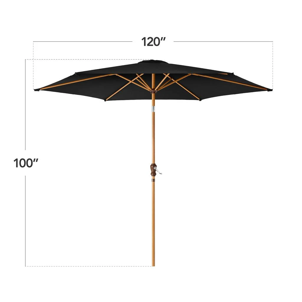 Best Choice Products 10ft Outdoor Woodgrain Pattern Steel Market Patio Umbrella w/ Crank, Tilt - Black 2