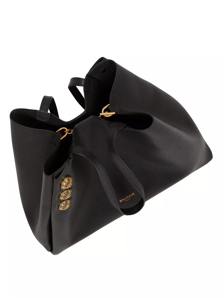 Balmain Emblème Grained Leather Tote Bag 8
