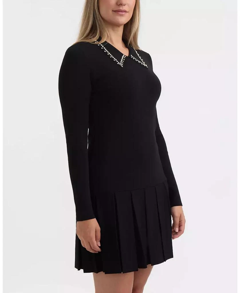 Ellen Tracy Women's Embellished Collar Knit Dress - Black
