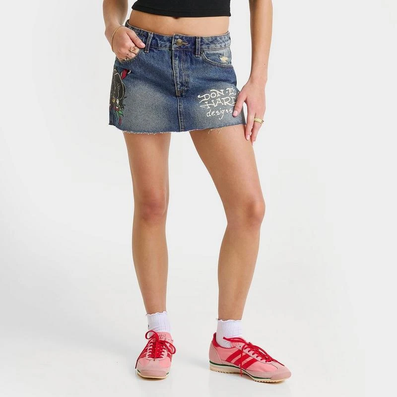 Ed Hardy Women's Ed Hardy Panther Dagger Denim Mini Skirt 1