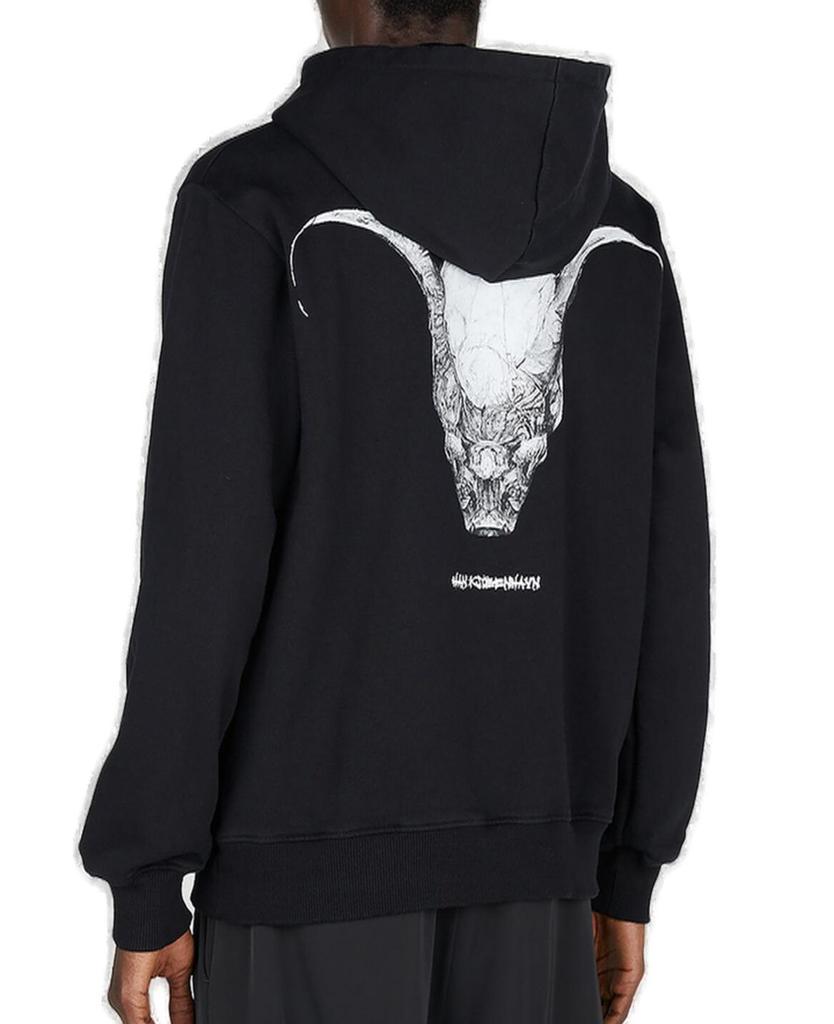 Han Kjobenhavn Han Kjobenhavn Goat Skull Print Long-Sleeved Hoodie