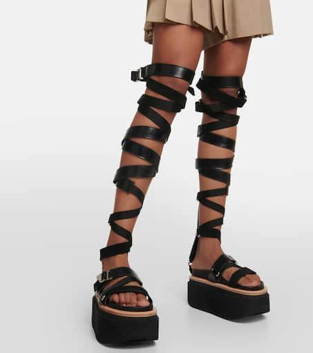 Sacai Lace-up leather sandals 4