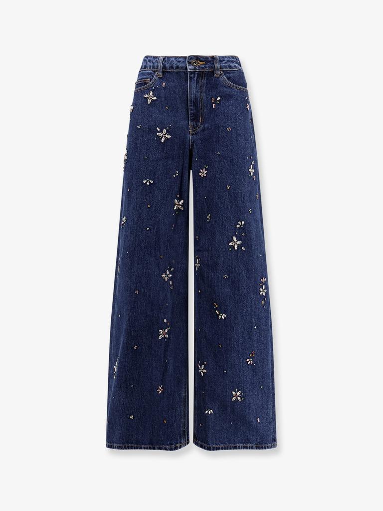 Self Portrait Wide leg jeans with rhinsestones