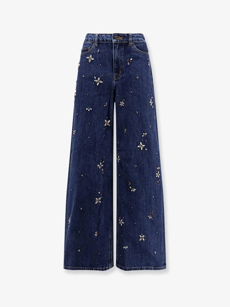 Self Portrait Wide leg jeans with rhinsestones 1