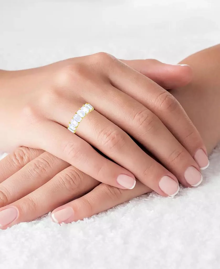 Macy
s White Emerald Cut Cubic Zirconia Eternity Band in 14k Yellow Gold Plated Sterling Silver 3