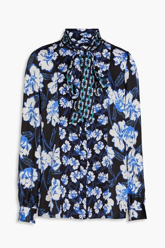 Diane von Furstenberg Hardy pussy-bow floral-print twill shirt 1