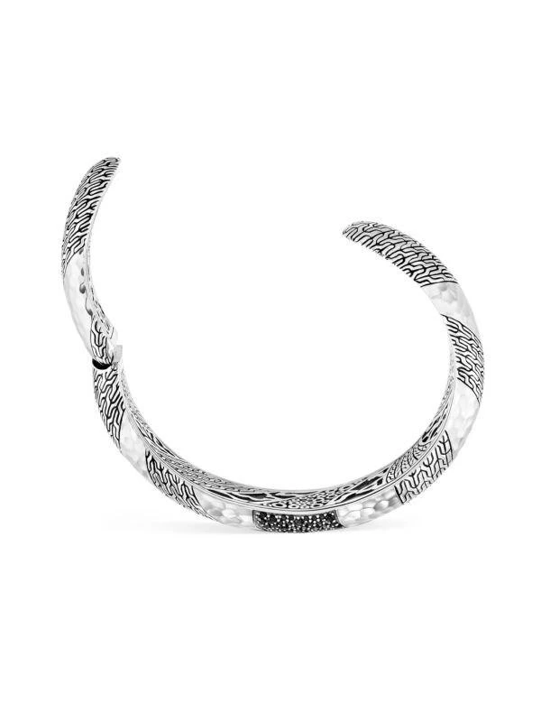 John Hardy Chain Sterling Silver, Black Sapphire, Black Spinel Cuff Bracelet 4