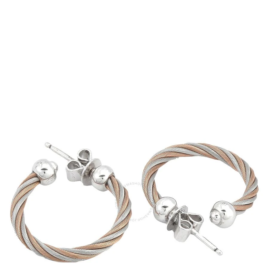 Charriol Ladies Celtic Steel And Rose Gold PVD Cable Hoop Earrings 3