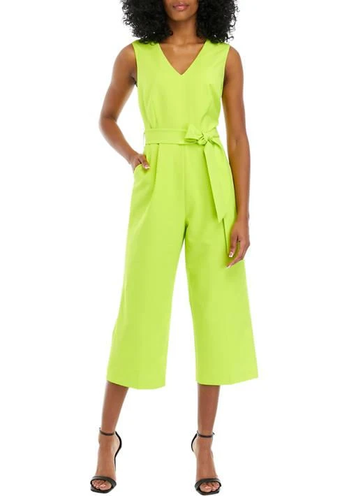 Vince Camuto Camuto Womens Tie Front V Neck Jumpsuit 1
