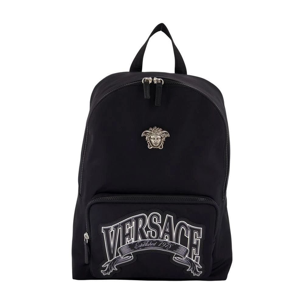 Versace Sleek Black Nylon Backpack