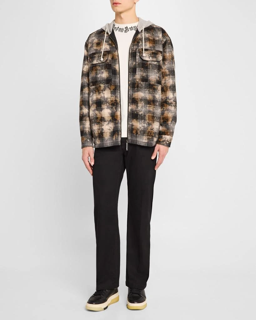 Palm Angels Men's Curved Logo Hooded Check Overshirt 2