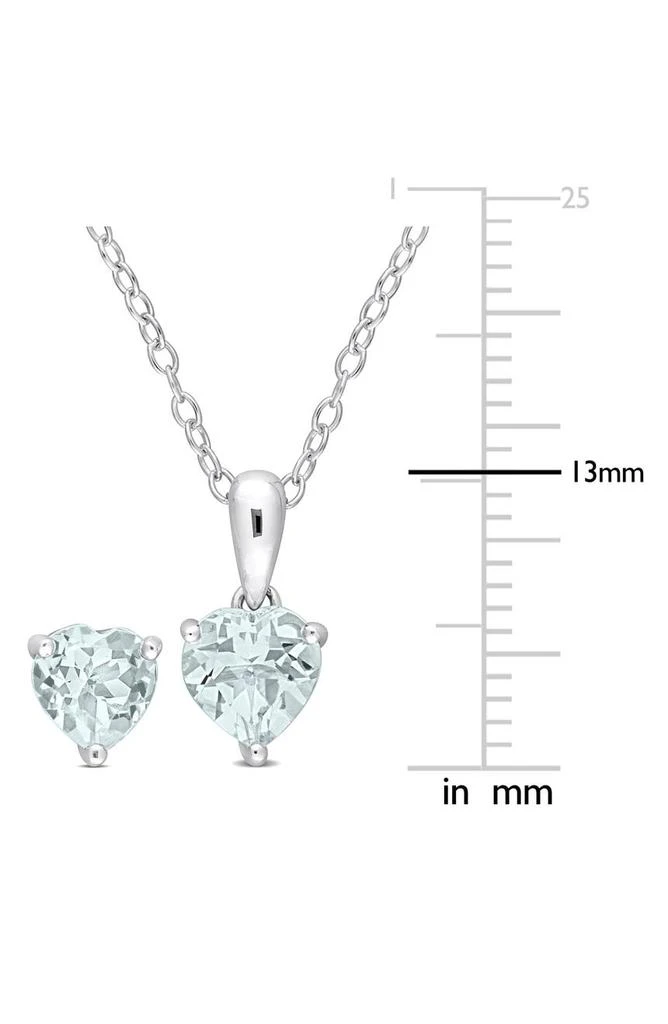 DELMAR Heart Cut Aquamarine Pendant Necklace
Stud Earrings Set 3