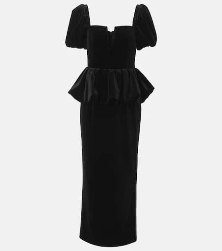 Self Portrait Peplum velvet midi dress 1