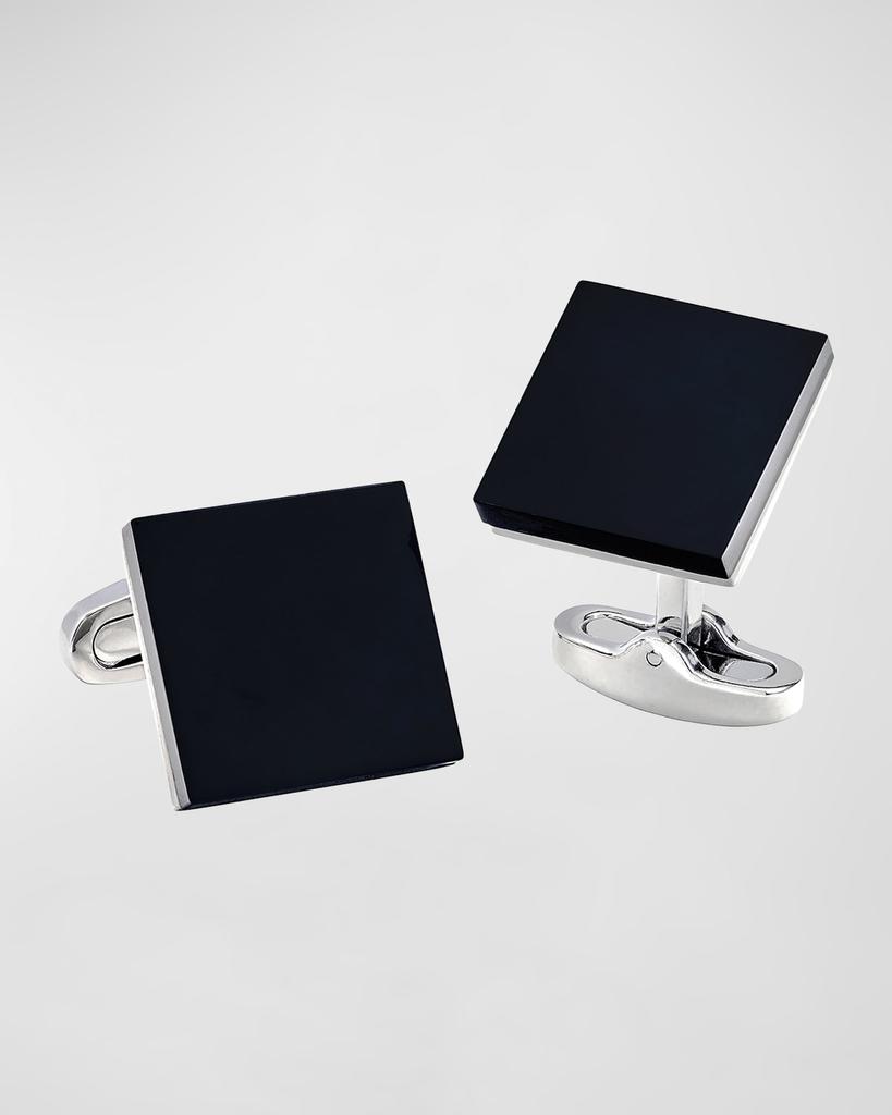 LINK UP Men's Square Black Obsidian Cufflinks