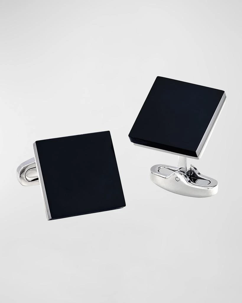 LINK UP Men's Square Black Obsidian Cufflinks 1