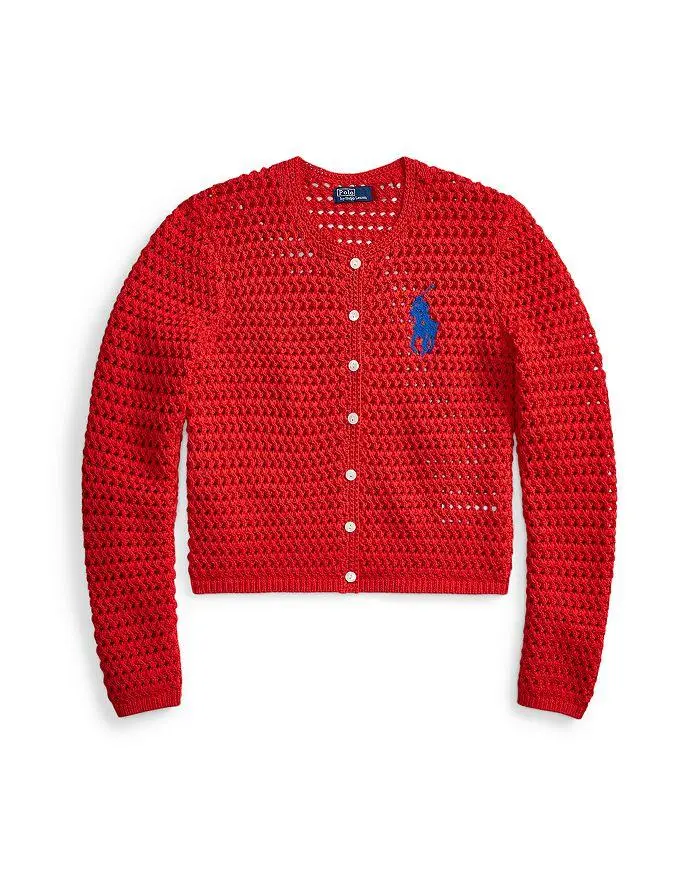 Ralph Lauren Big Pony Crochet Cardigan Sweater 5