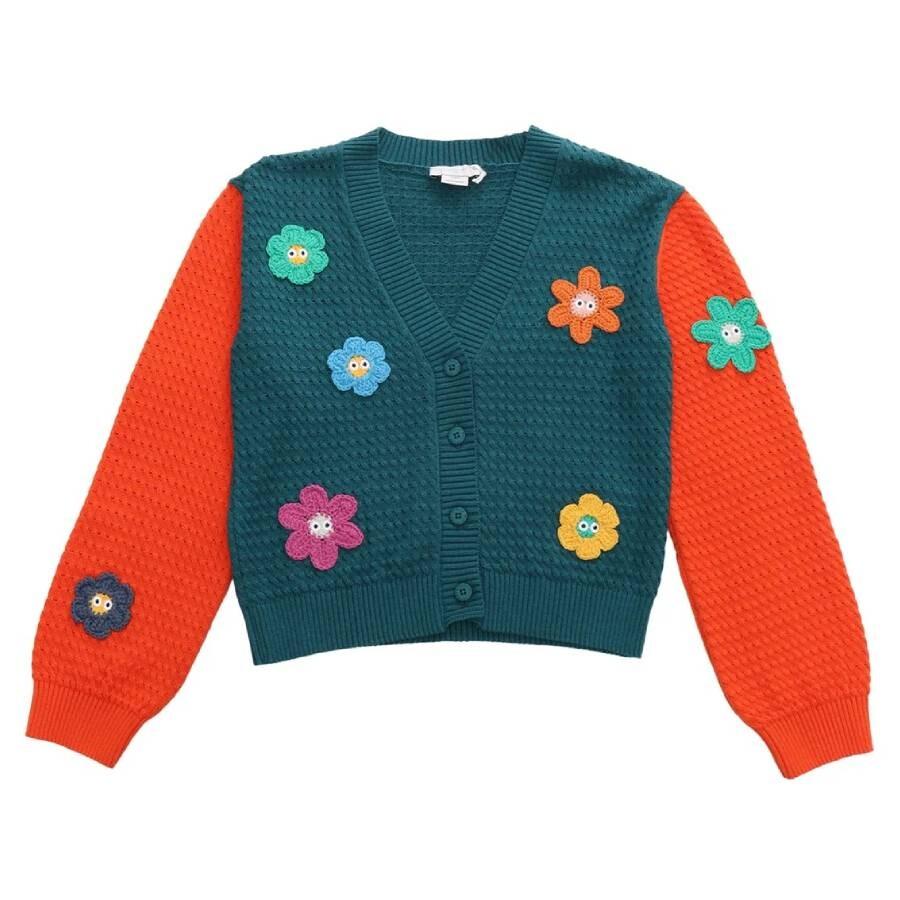Stella McCartney Kids Floral-Embroidered V-Neck Cardigan