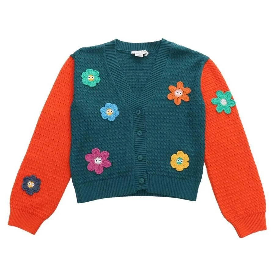 Stella McCartney Kids Floral-Embroidered V-Neck Cardigan 1