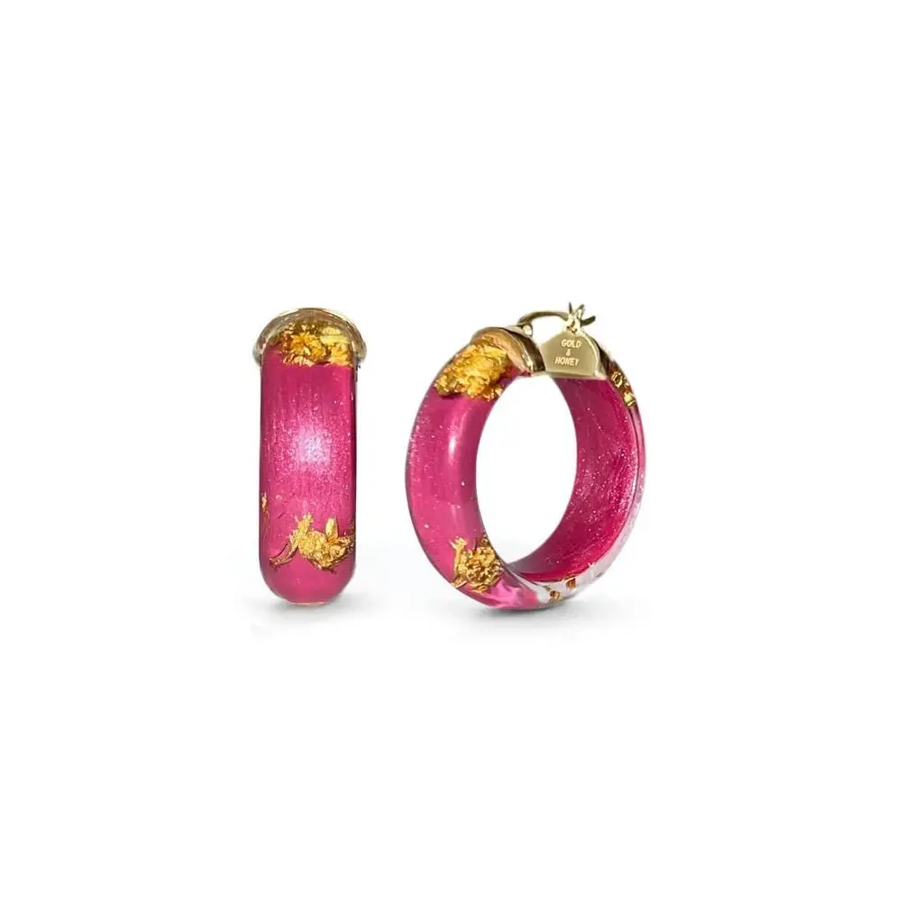Gold & Honey Gold & Honey - Women's Mini Lucite Hoop Earrings