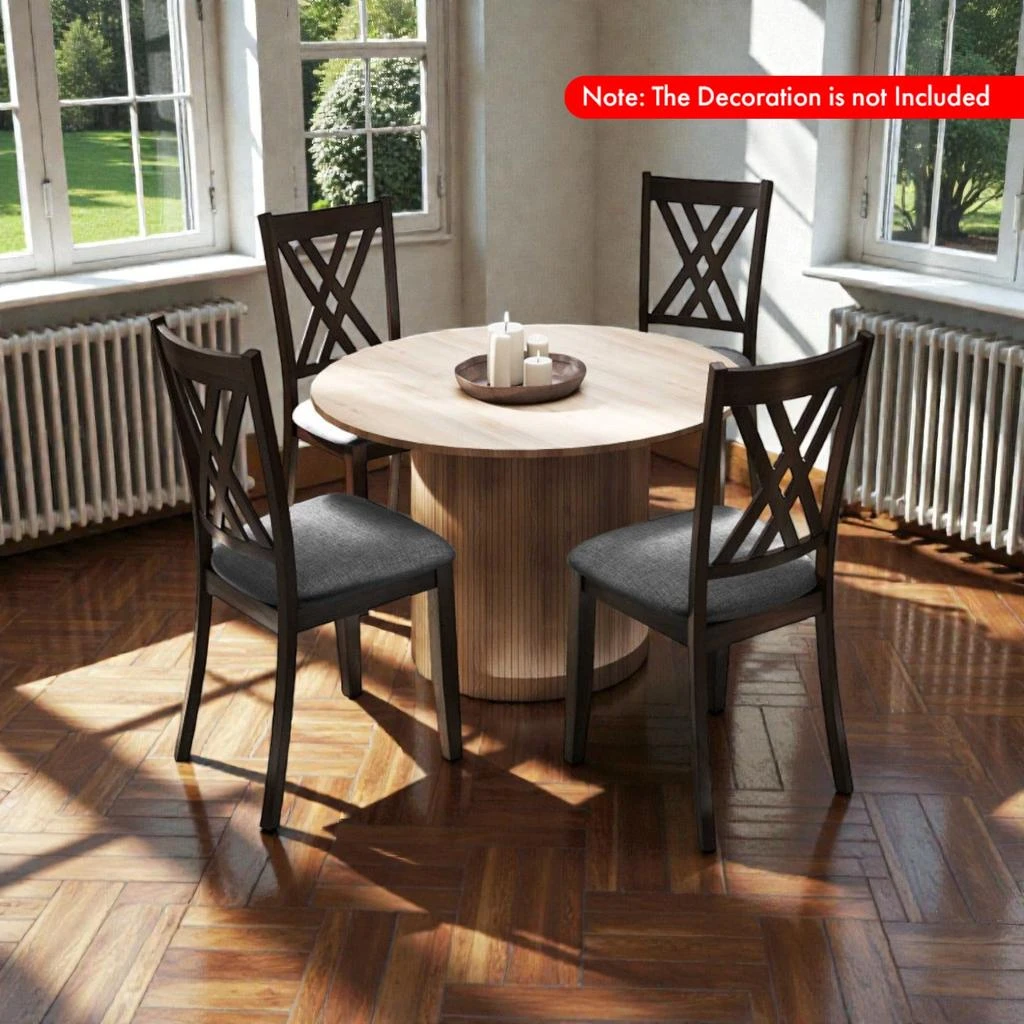 Hivvago Linen-Covered Wooden Dining Chairs for 4 with Durable Rubberwood Base 2