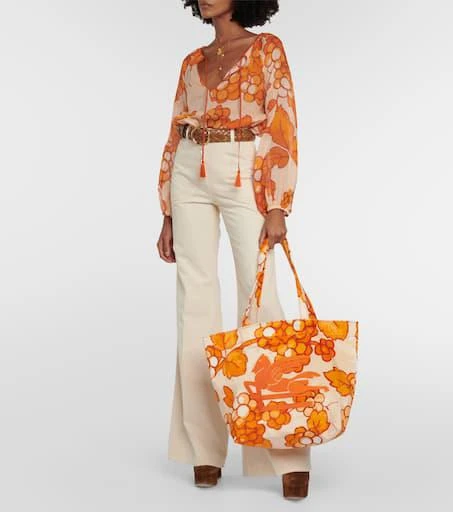 ETRO Pegaso leather-trimmed tote bag 5