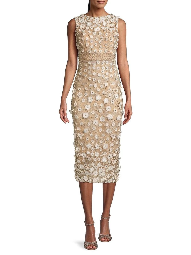 mac duggal floral beaded sheath dress 1980s 'Bob Mackie' Ivory Beaded Gown  Cha Cha Linda Vintage