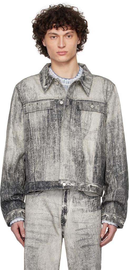 CAMPERLAB Gray Paint Print Denim Jacket