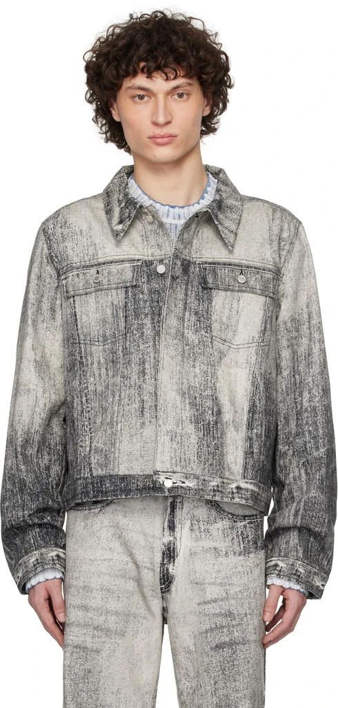 CAMPERLAB Gray Paint Print Denim Jacket 1