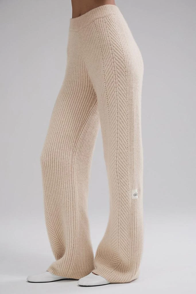 Alo Winter Magic Cashmere Wide Leg Pant - Flax Heather 3
