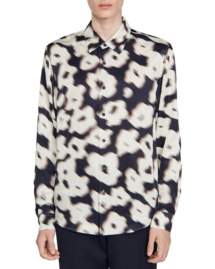 Sandro Blurry Flowers Loose Fit Shirt 1