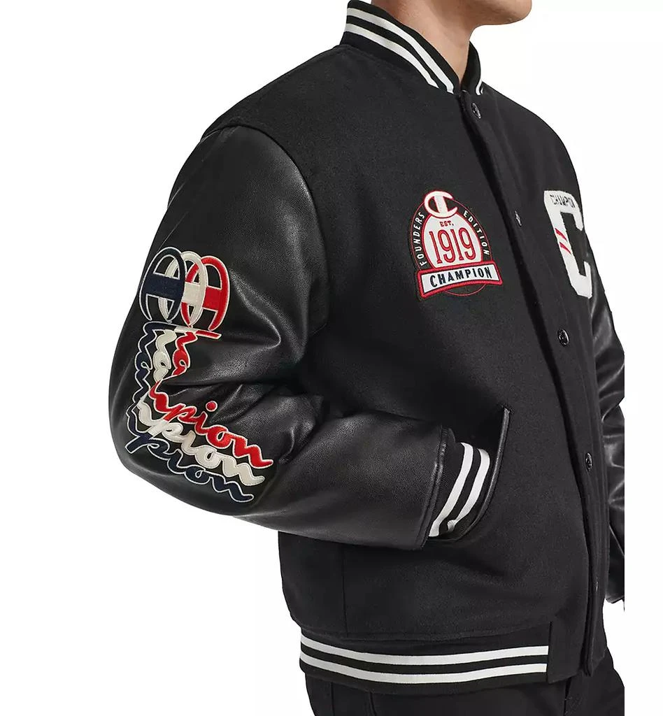 Champion Men's Logo-Patch Mixed-Media Varsity Jacket 3