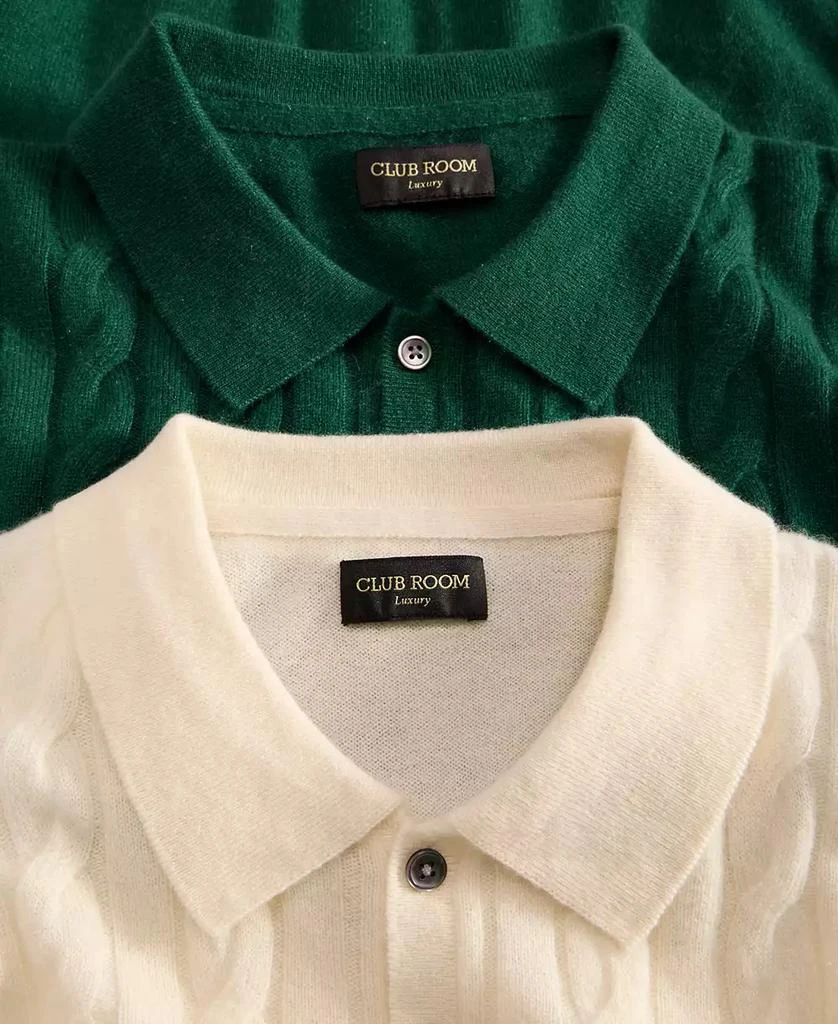 Club Room Men's Regular-Fit Cable-Knit 100% Cashmere Sweater Polo Shirt, Macy's Exclusive 5