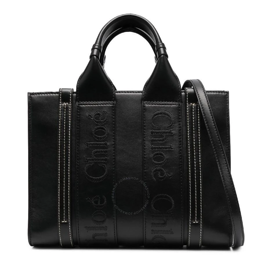 Chloé Woody Small Logo Embroidered Leather Tote 1