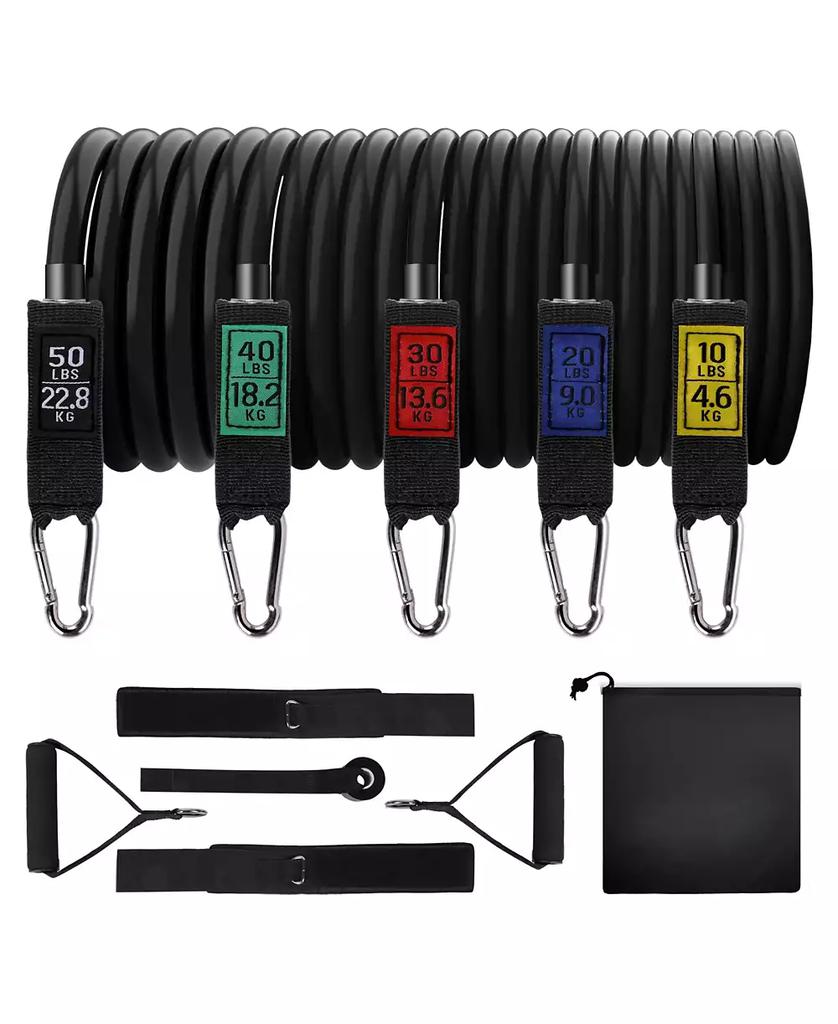 Cowin Resistance Exercise Bands Set Up to 150lb with Door Anchor and Handles Black