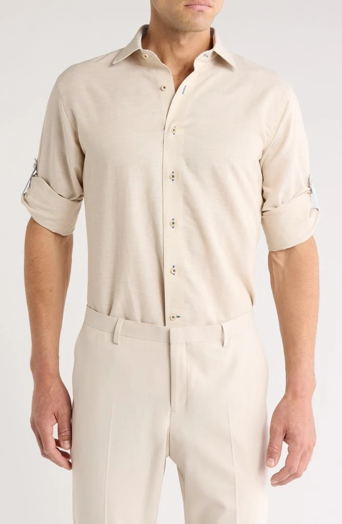 Lorenzo Uomo Trim Fit Textured Cotton & Linen Dress Shirt 1