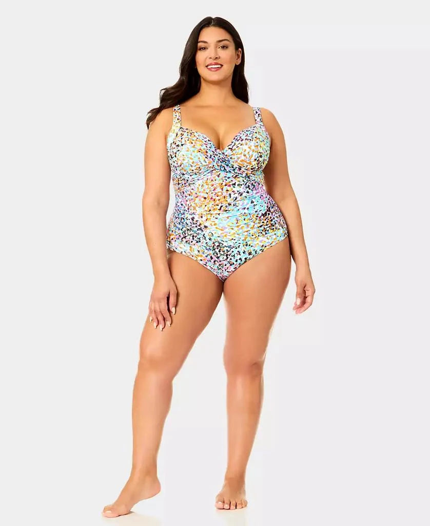 Anne Cole Plus Size Drape Front Underwire One-Piece Swimsuit