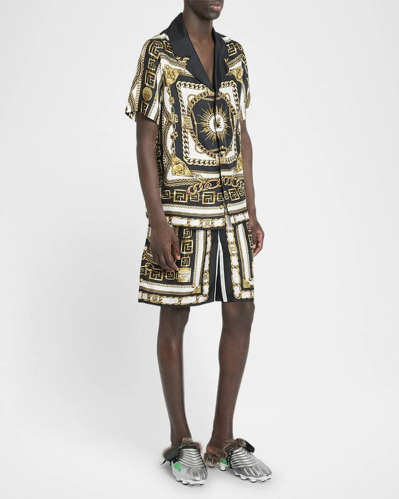 Balmain Men
s Foulard-Print Pull-On Shorts 2