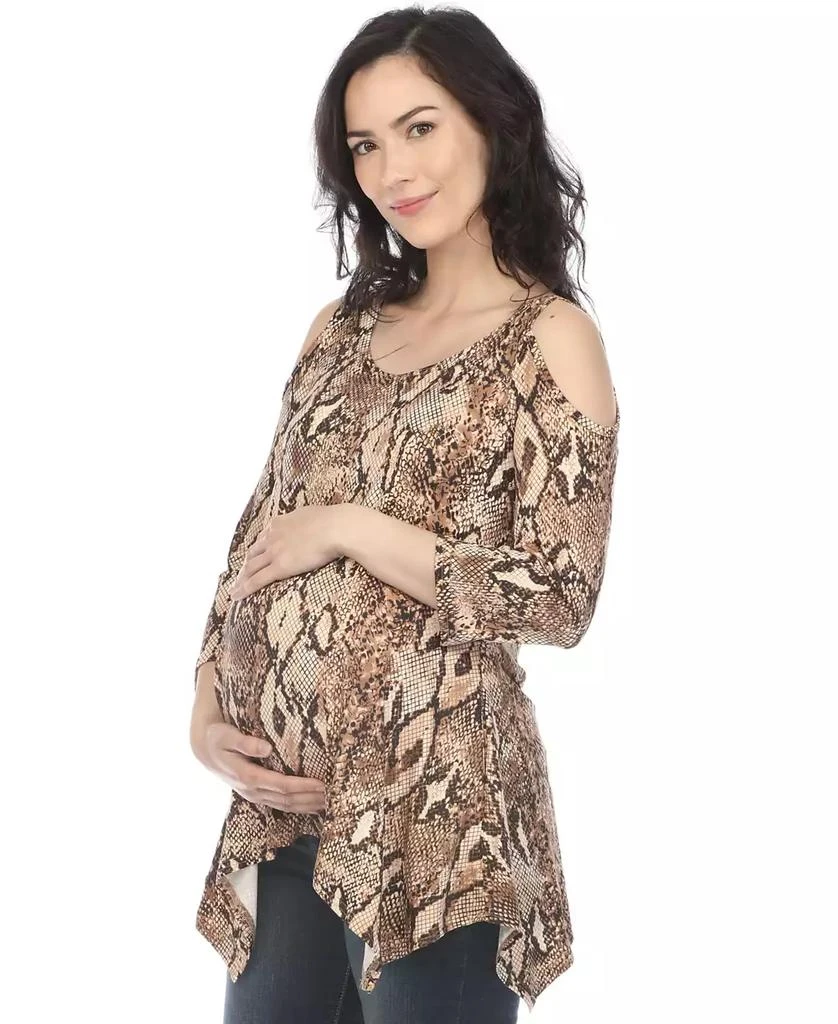White Mark Maternity Snake Print Cold Shoulder Tunic 6