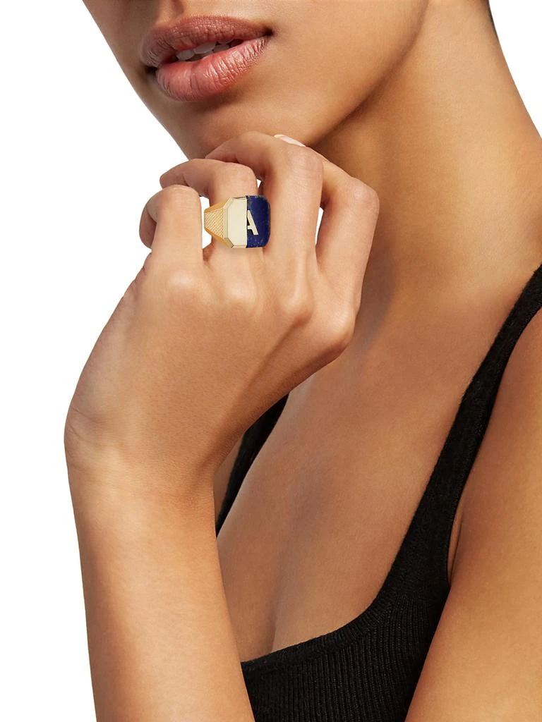MISFIT Sterling Silver, Howlite, Onyx & Aventurine Signet Ring 