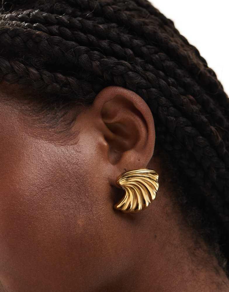 8 Other Reasons 8 Other Reasons 18k gold plated stainless steel oversized wave stud earrings