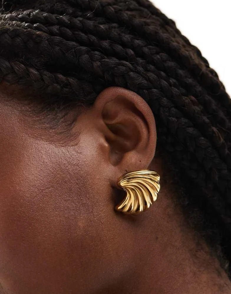 8 Other Reasons 8 Other Reasons 18k gold plated stainless steel oversized wave stud earrings 2