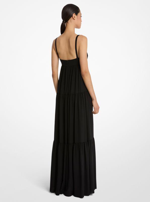 Michael Kors Organic Crepe De Chine Tiered Maxi Dress