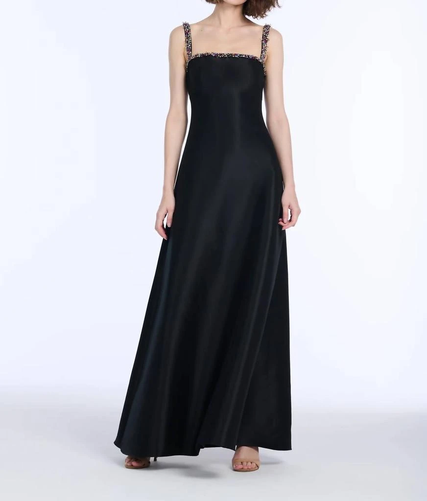 EMILY SHALANT Emily Shalant - Square Neck Bead Strap Duchess Twill Gown