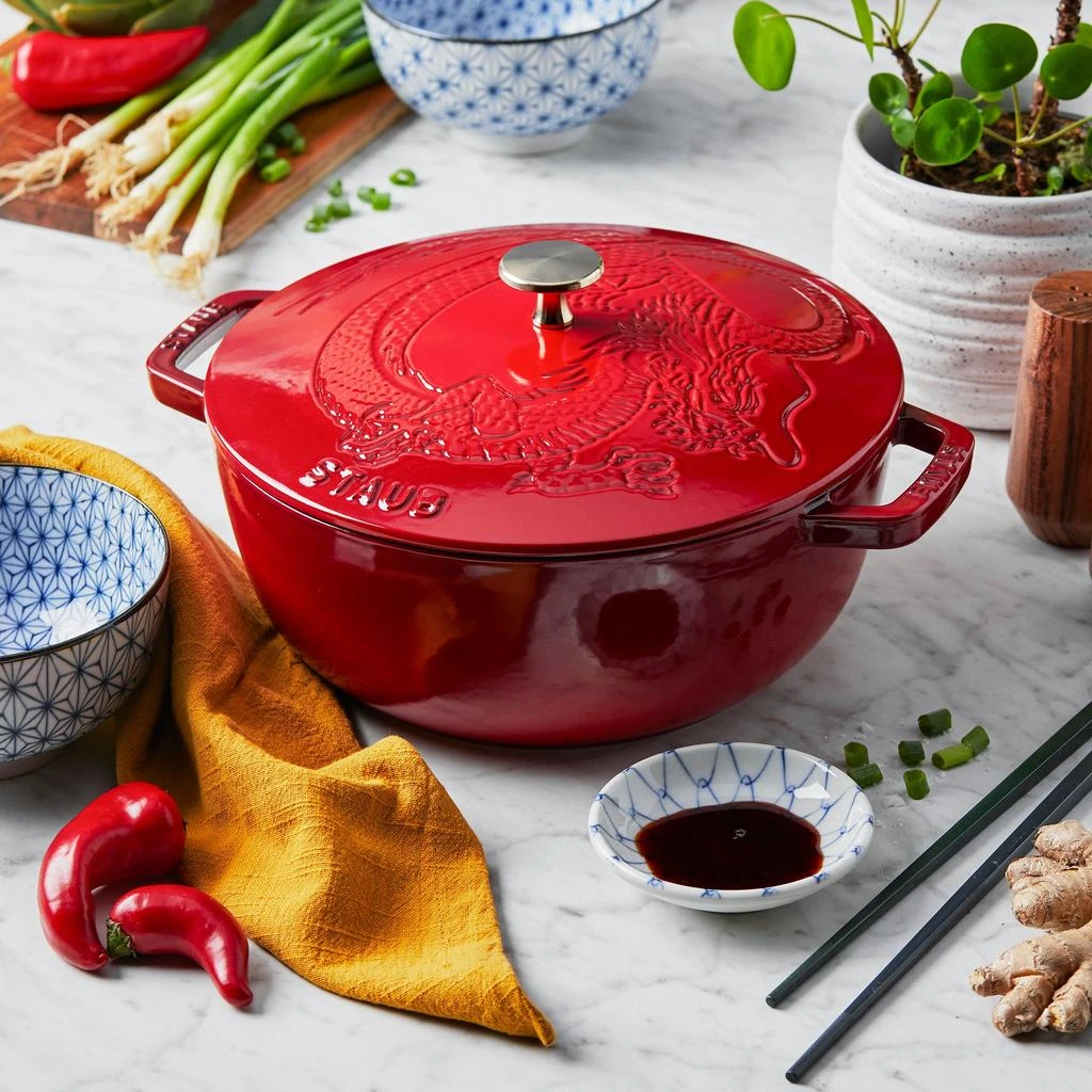 Staub Cast Iron 3.75-qt Essential French Oven with Dragon Lid - Cherry 2