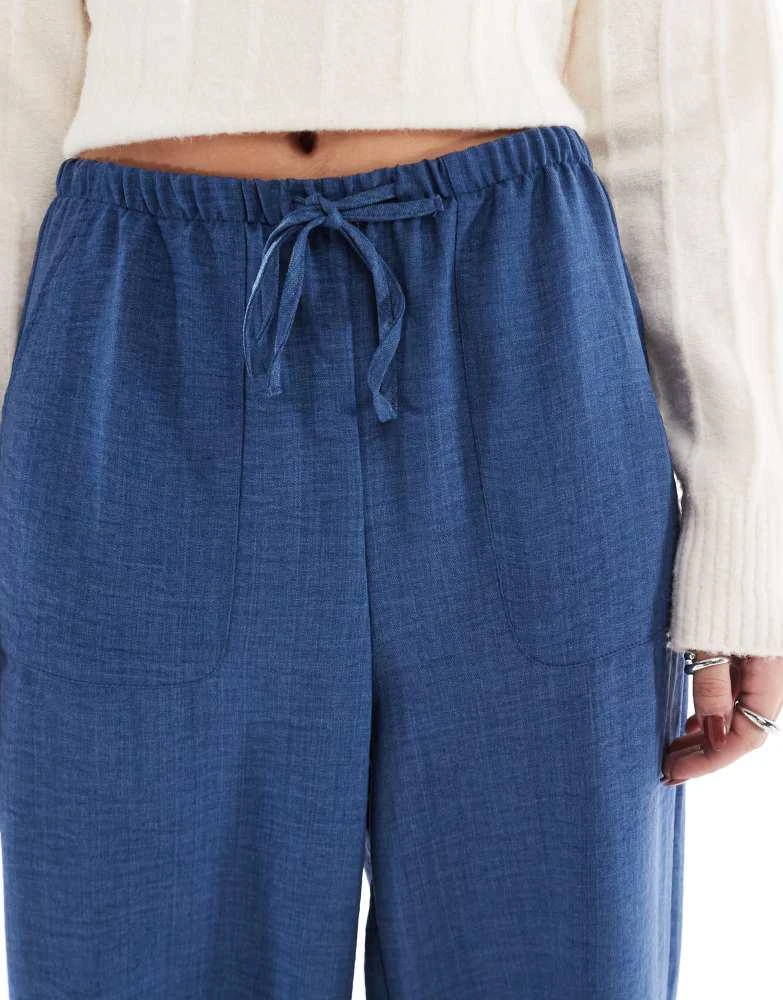 VERO MODA Vero Moda lightweight tie waist trousers in dark denim 3